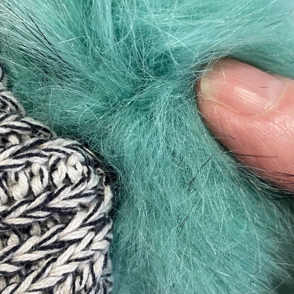 Love Your Melon black and white Beanie with Teal Pom-Pom - Picture 4 of 4